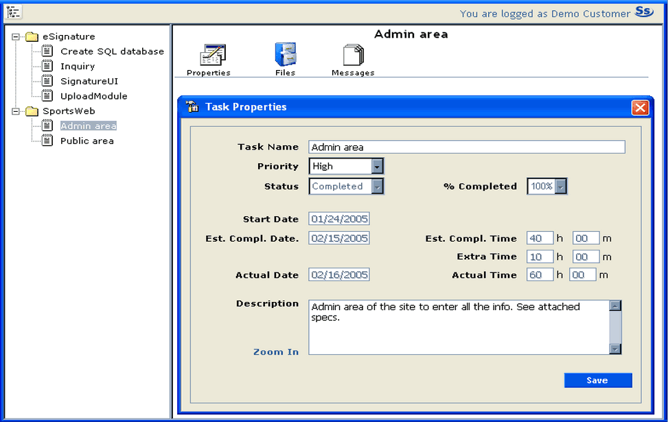Project Status screenshot