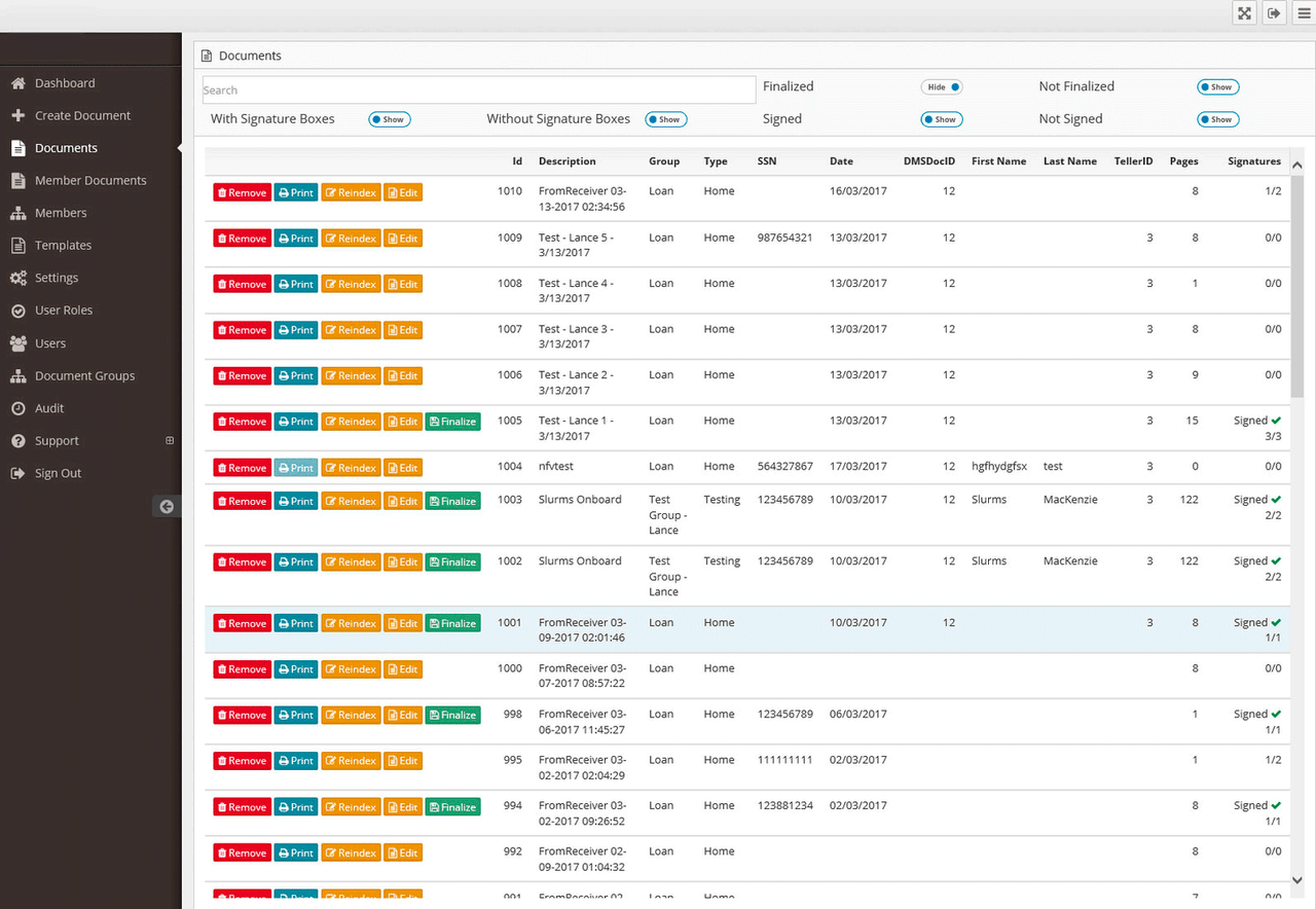Web-based Document Manager screenshot